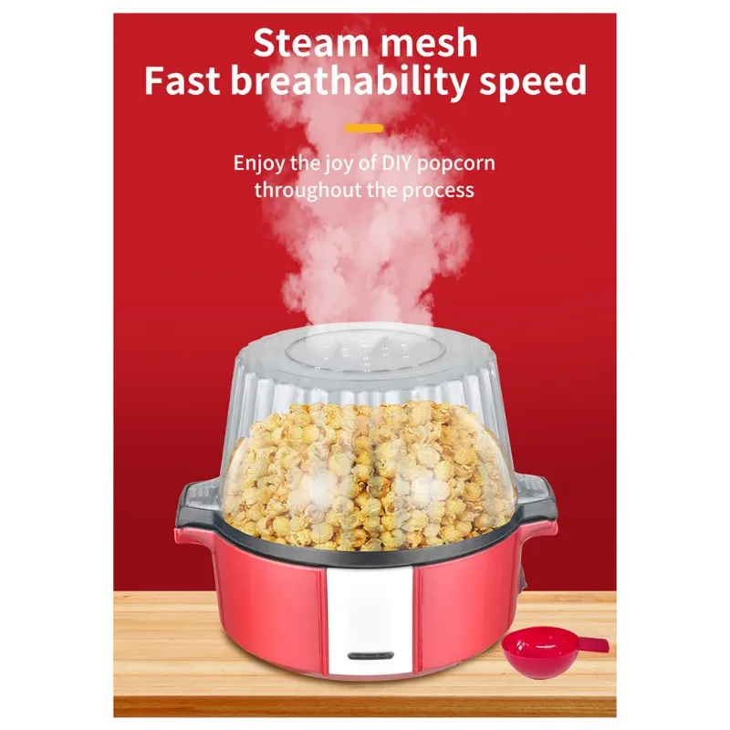 AD-Compact Electric Popcorn Maker Quick DIY Popcorn Machine For Kids, Mini Puffing Machine Small Popcorn Machine EU Plug