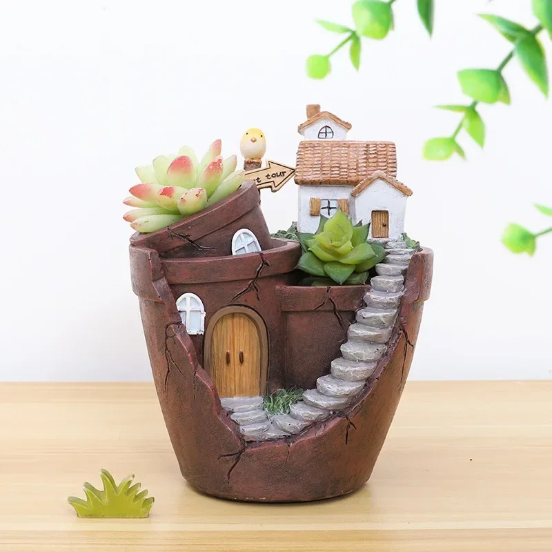 Retro wiejska doniczka na sukulenty, dekoracyjna doniczka mini bonsai doniczka bajkowy ogród dekoracja na blat domu