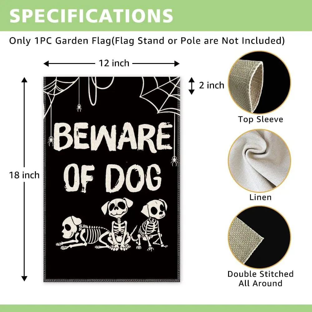 Beware Of Dog Garden Flag, 12x18 Inch Double Sided Seasonal Holiday Flags Vertical Large Sign Banner for Porch Farmhouse Hom yyi