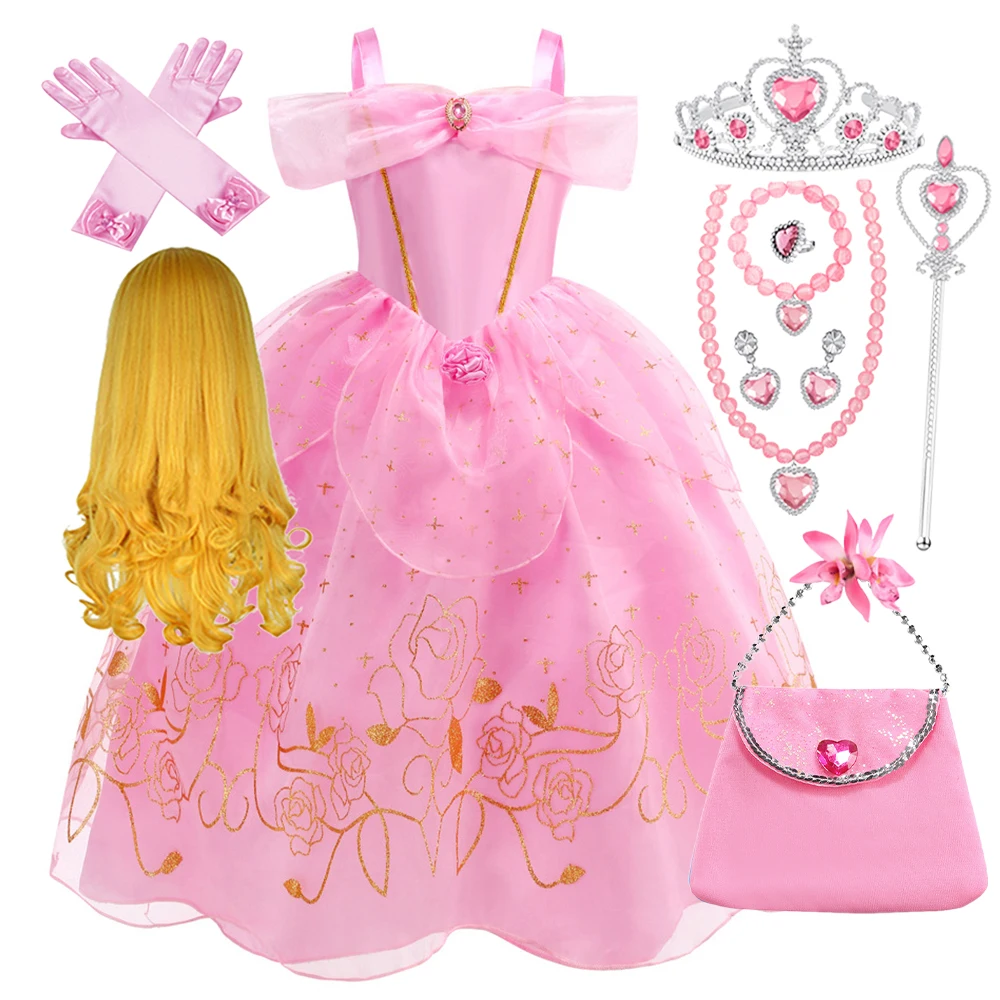 Aurora Party Dress Sleeping Beauty Costume Play Princess Carnival Birthday Princess Halloween Apparel Purim Fairy Vestido