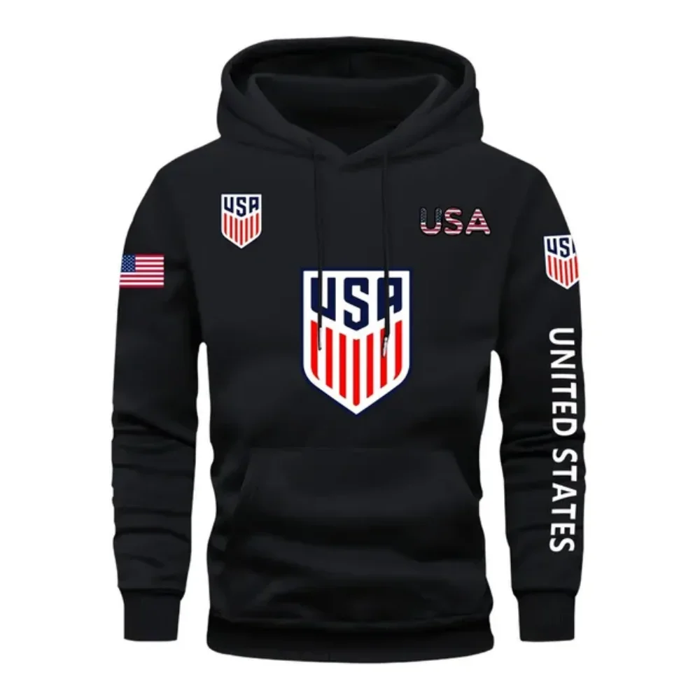 Casual outdoor clothing perfecformenswear comfortable hoodie wit a breathable long-sleevedsweatshir with an Americ emblem design