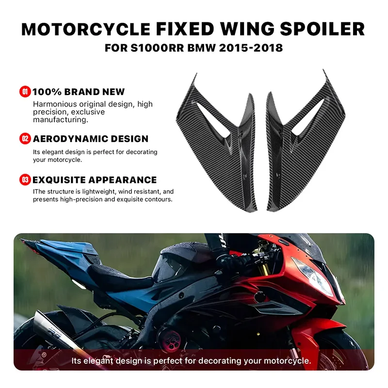 

Motorcycle fixed wing spoiler for BMW S1000RR S1000 RR 2015-2018 front aerodynamic wing side winglet windshield wing aileron