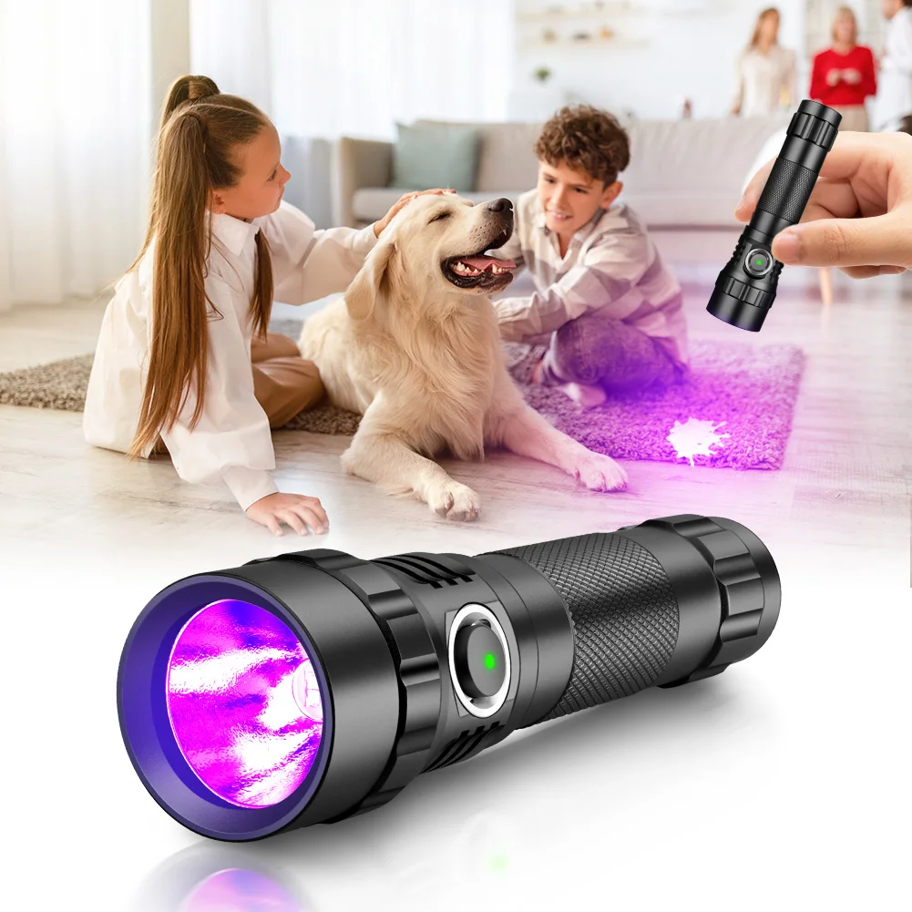 UniqueFire 10W 395NM Black Light Type-C Rechargeable LED Flashlight Ultraviolet with Filter-Detector for Resin Curing, Pet Urine