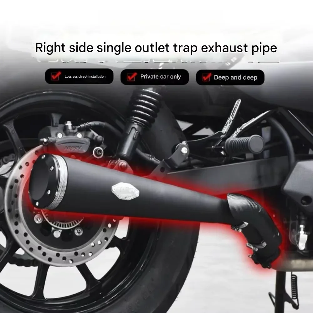 【Premium quality】For Eliminator 500 Retro Style Right Side Single Exit Trap Exhaust Muffler Deep Tone Full Set Modified Kit