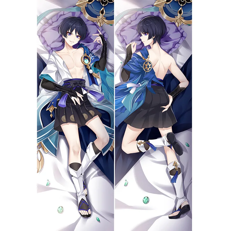 Genshin Impact Wanderer Cosplay Dakimakura Body Pillow Case Anime Scaramouch Long Pillow Cover Peachskin Hugging Pillowcase