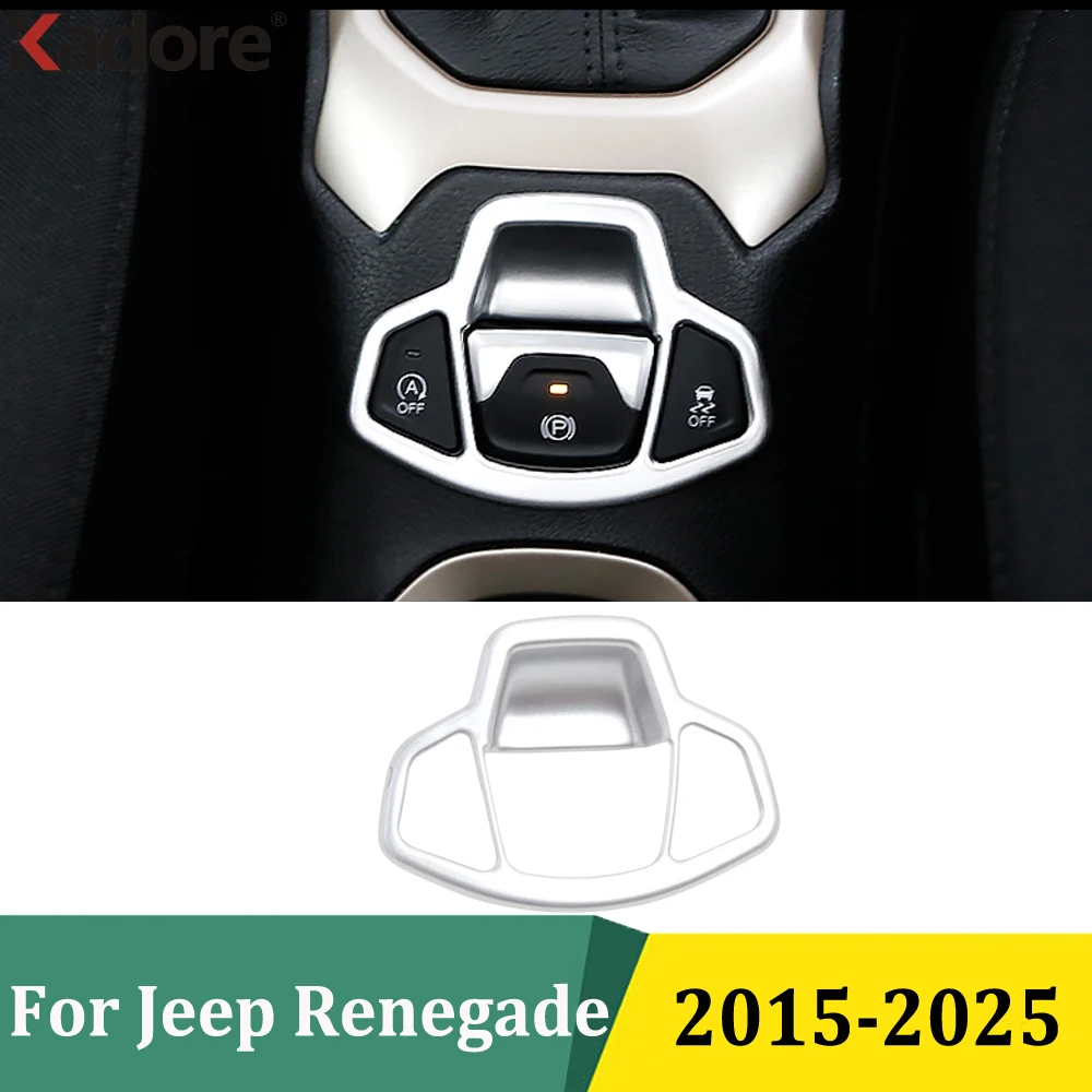 ل Jeep Renegade 2015 2016 2017 2018 2019-2025 فرملة اليد الإلكترونية لوح أزرار غطاء الكسوة الداخلية اكسسوارات السيارات التصميم #1