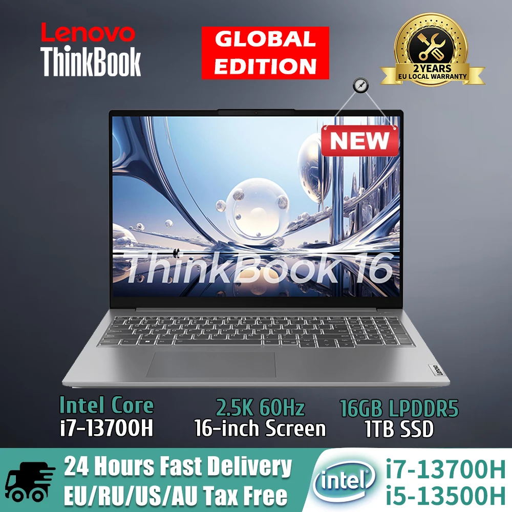 Lenovo ThinkBook 16 Laptop Intel Core i7-13700H/i5-13500H 16 GB 1 TB SSD HD-Grafik 16 Zoll 2,5 K 60 Hz IPS-Bildschirm Notebook-PC