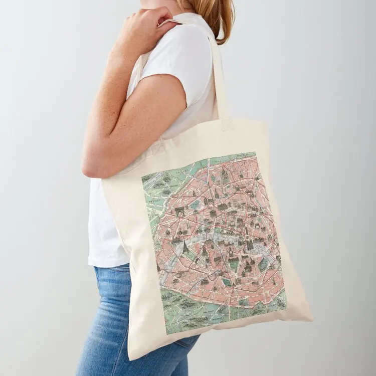 

Vintage pocket map of Paris France Tote Bag canvas bags Lady bags shopping trolley bag