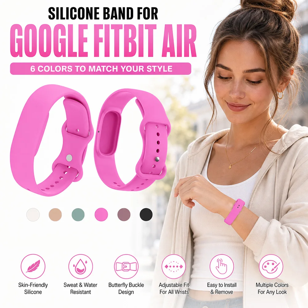 Silicone Sport Band for Google Fitbit Air Unisex Soft Lightweight Comfortable Replacement Watch Accessory for Google Fitbit Air