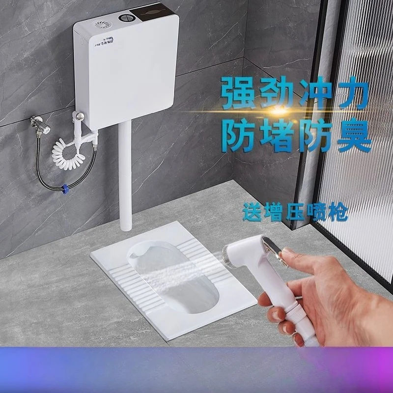 Household ceramic squatting toilet flushing tank whole set bathroom toilet toilet toilet squatting pit deodorant potty