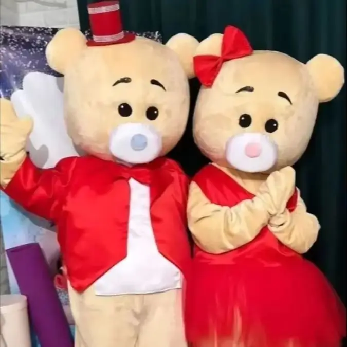 

Red Dress Bear Mascot Costume Carnival Cosplay Party Props Accessories Halloween Fursuit Masquerade Party Wedding Dress