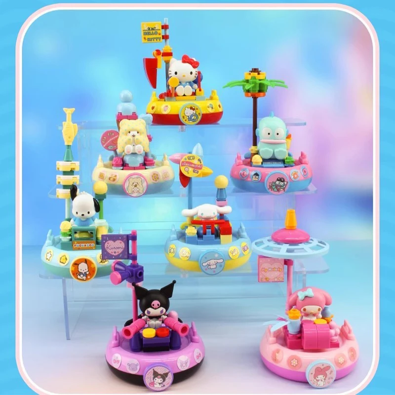 

Authentic Sanrio Building Blocks HelloKitty MY MELODY KUROMI Assembled Doll Cartoon Handmade Ornament Children's Toy Gift