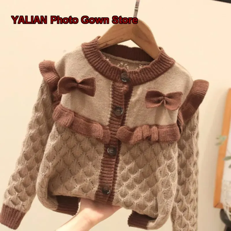 La Chapelle Girls Spring Autumn Preppy Style Sweater Western Style Kids Knit Coat