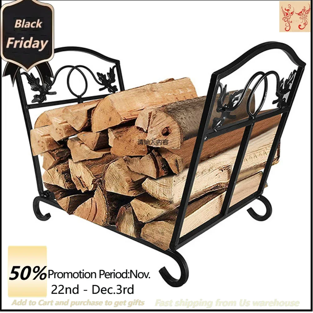 Folding Log Storage Rack, Log Holder Firewood Racks,Black Outdoor Firewood Racks