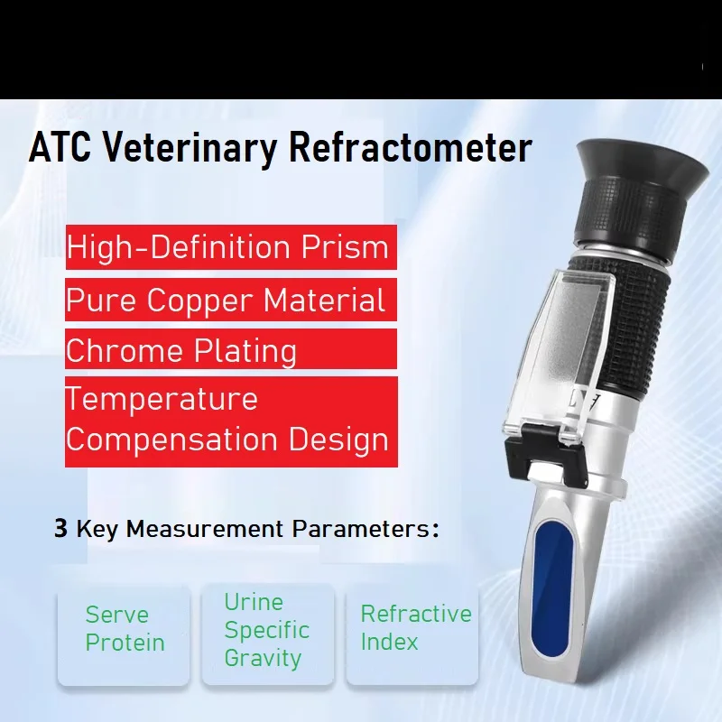 ATC Veterinary Refractometer for Cat/Dog Urine SG & Serum Protein with Auto Temperature Compensation 1.000–1.06 SG, 0–14 g/dl