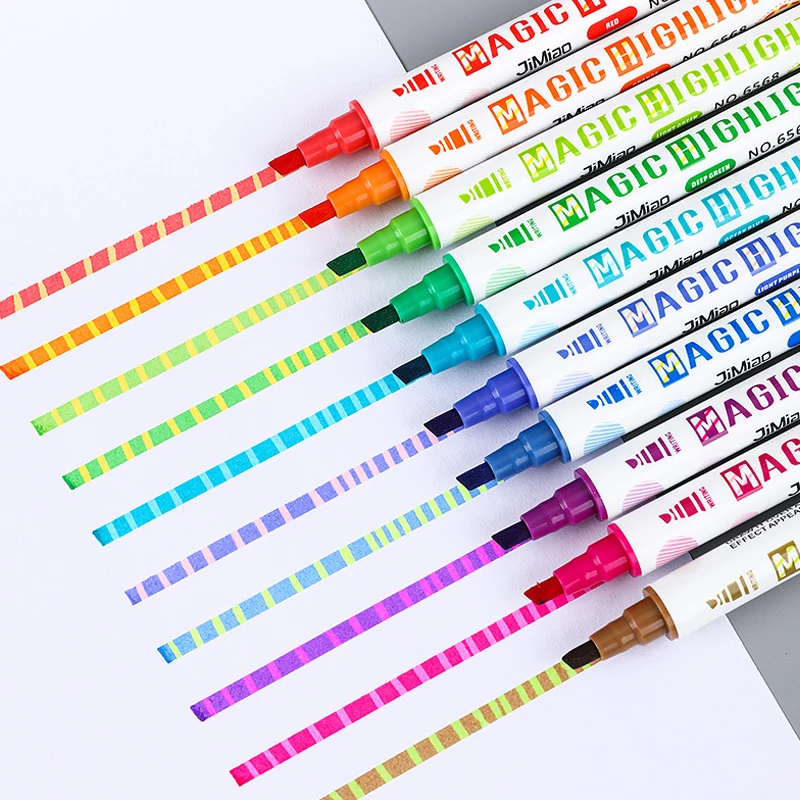 10 Colors Dual Tip Permanent Markers Set,Color-Changing Highlighters,Art Markers For Artists,Drawing And Study Supplies