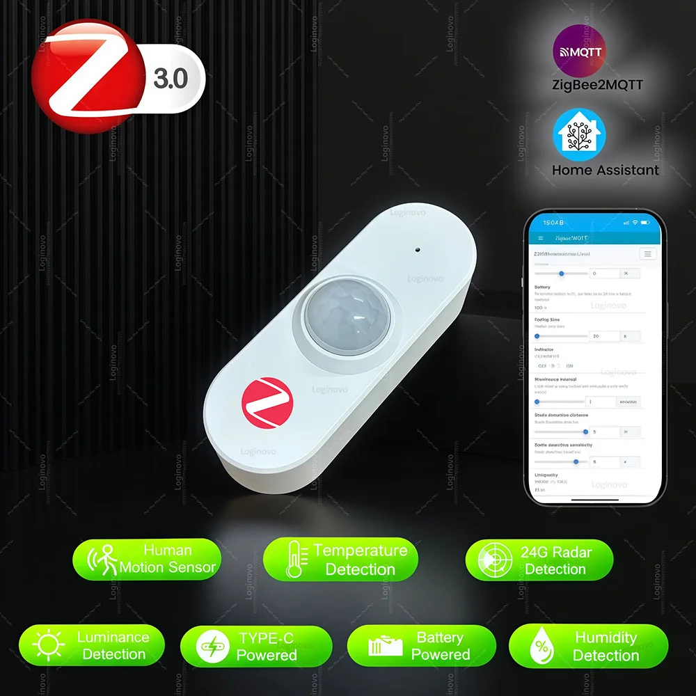 

3в1/4в1 Zigbee 24G радарный датчик присутствия детектор движения обнаружение яркости дополнительный датчик температуры и влажности для 2MQTT HA