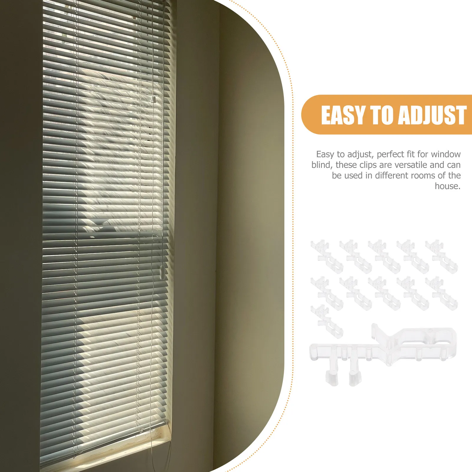 12Pcs Clear Valance Clips for Blinds - Hidden Transparent Blind Valance Replacement Clips Easy Adjust Secure Grip for Curtains