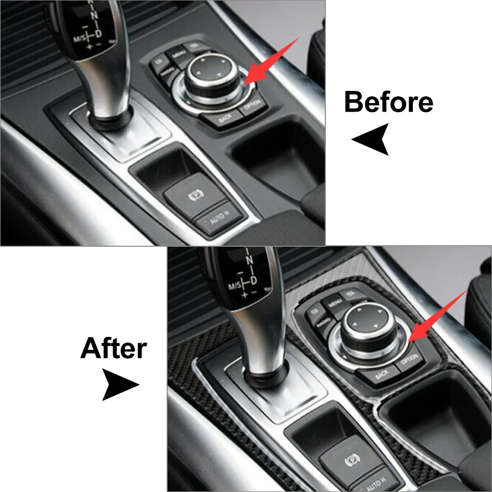 Carbon Fiber Car Gear Shift Box Panel Trim For BMW E70 E71 X5 X6 2009 2010 2011 2012 2013 Left-Hand Drive