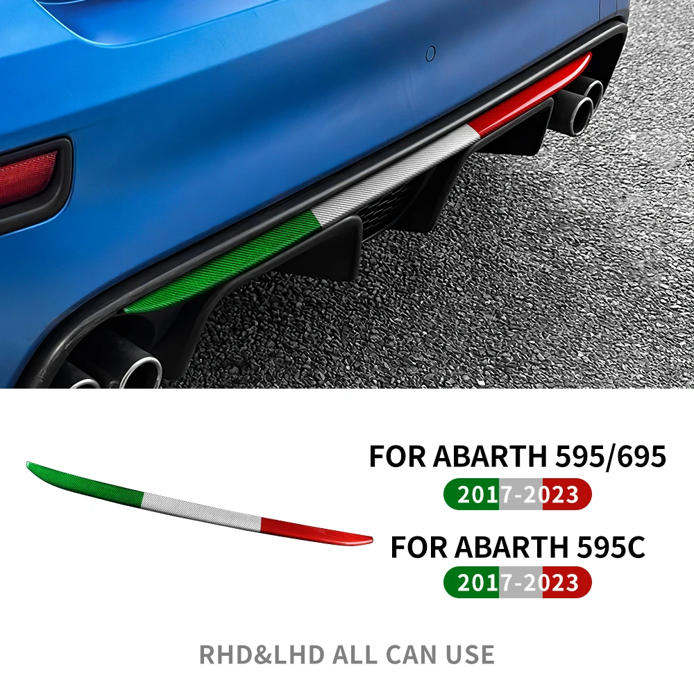 

Сухое углеродное волокно для Abarth 595 695 595C 2017-2023 Настоящее твердое углеродное волокно для заднего бампера автомобиля, декоративные наклейки, аксессуары
