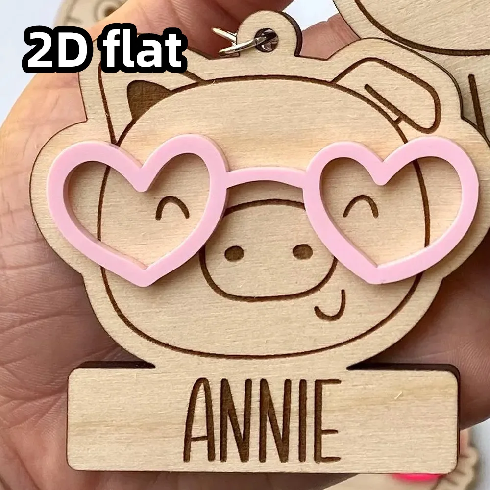 علامة حقيبة الحيوانات الخشبية عنصر واحد، سلسلة مفاتيح اسم شخصي، علامة حقيبة الحفاضات، علامة صندوق الغداء، هدية حقيبة الظهر المدرسية