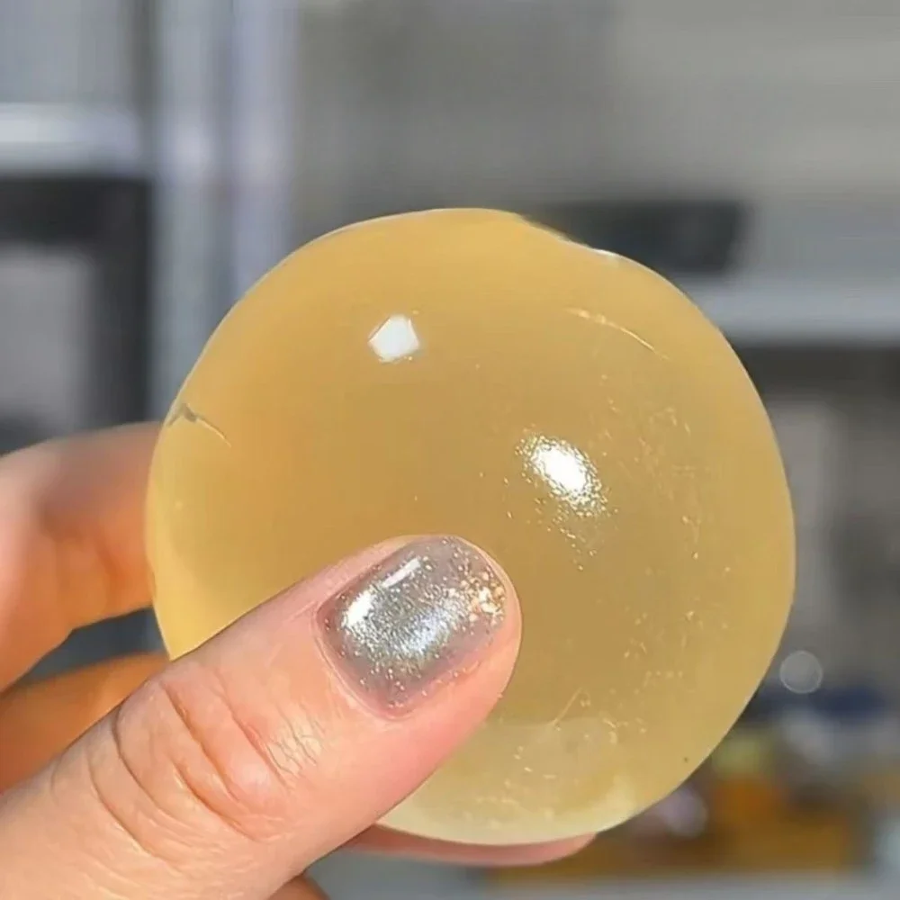 Juguete Blandito de Maltosa, Lindo Mochi Antiestrés, Juguete Sensorial Suave, Bola Transparente Azul Simulada, Juguete de Descompresión de Rebote Rápido