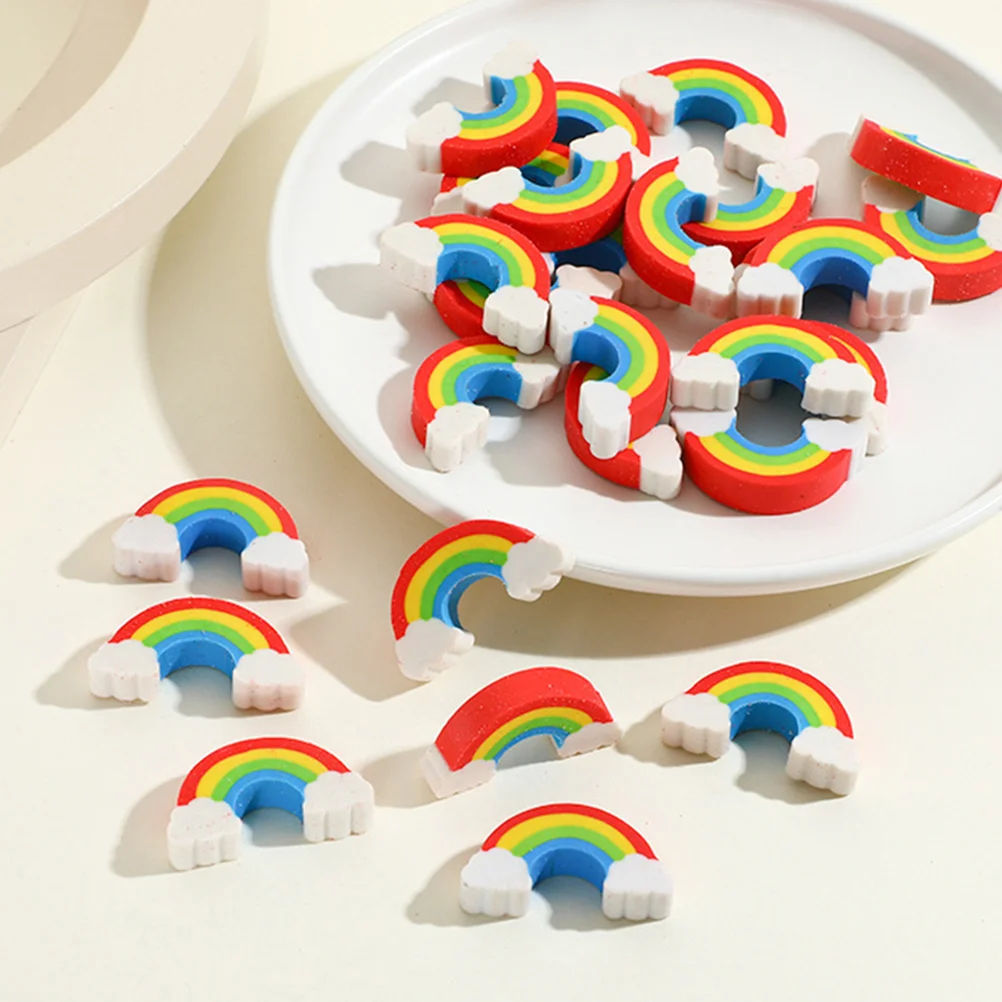 100 Pcs Rainbow Bridge Eraser Mini Erasers for Classroom Bulk Cartoon Kids Model Shaped Drawing Office