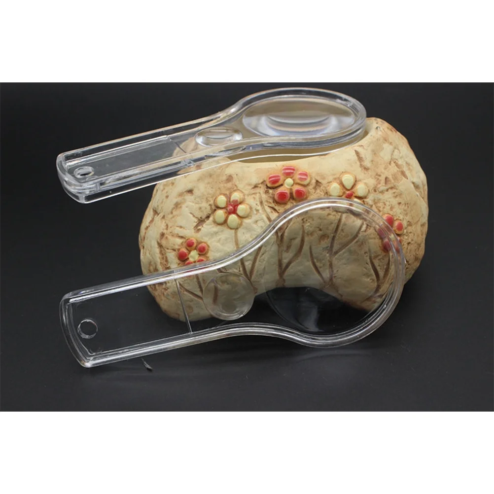 

10Pcs Handheld Magnifying Glass Transparent Double-Light Distortion Free Lenses Easy Switching 's Hand-Held Magnifier