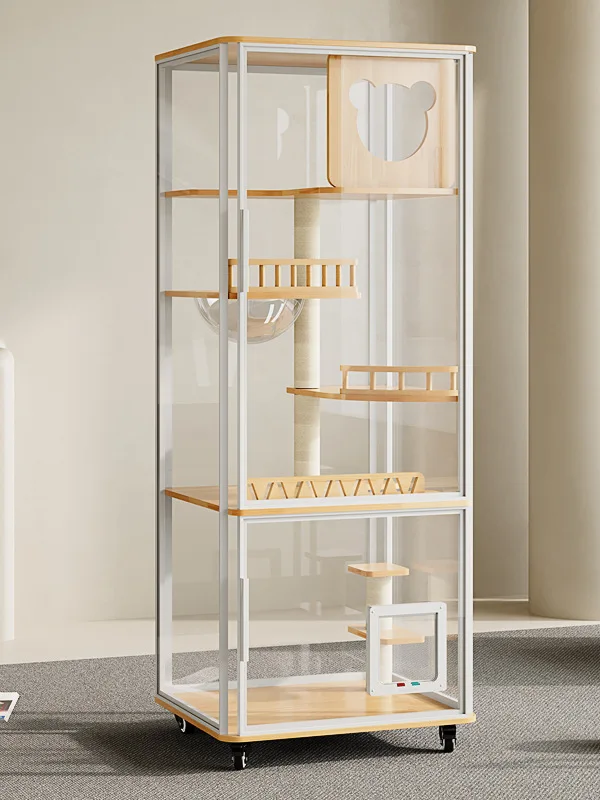 Panoramic cat villa glass does not occupy an area of luxury villa household indoor cat nest villa cage