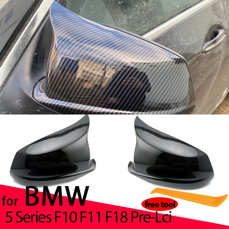 

2x Carbon Fiber Pattern Black Side Mirror cover Caps Overlay Replacement for BMW 5 Series F10 F11 F18 2010-2013 Accessories