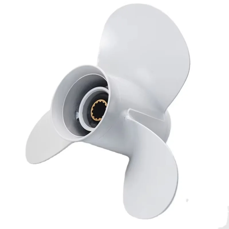 3 Blades Aluminum Marine Outboard Boat Propeller For Outboard Engine 25-60HP 13 Tooth Spline RH White 10 1/4'' - 12 1/4''