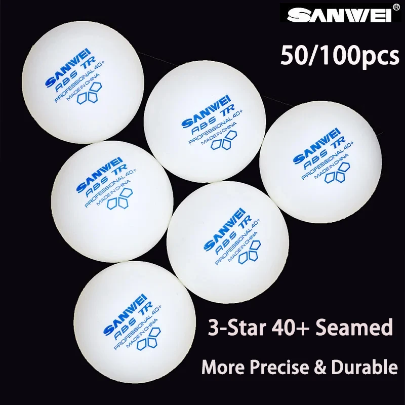 

SANWEI 3 звезды 40+ TR мячи для настольного тенниса ABS новый материал со швами профессиональные мячи для пинг-понга для тренировок 50/100 шт.