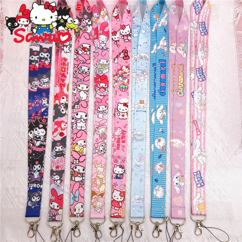 

10Pc MINISO Kuromi Hello Kitty Melody Cinnamoroll Pochacco Cartoon Anime Mobile Phone Lanyard Card Strap Camera Rope Halterneck