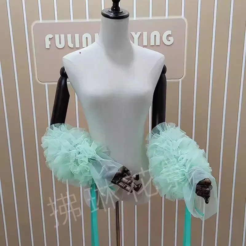 Vestido de baile de salón, mangas de brotes, cinta de danza moderna estándar, mangas de mano, uniforme de competición, accesorios para brazos