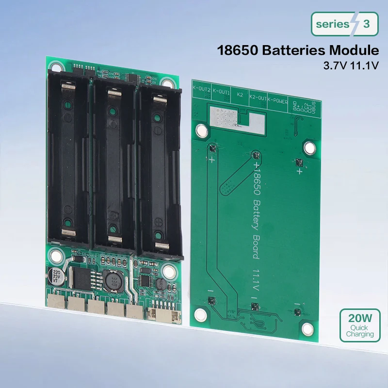 Module de batterie au Lithium 18650 à Charge rapide 20W, 3.7V 11.1V, Charge rapide, alimentation UPS