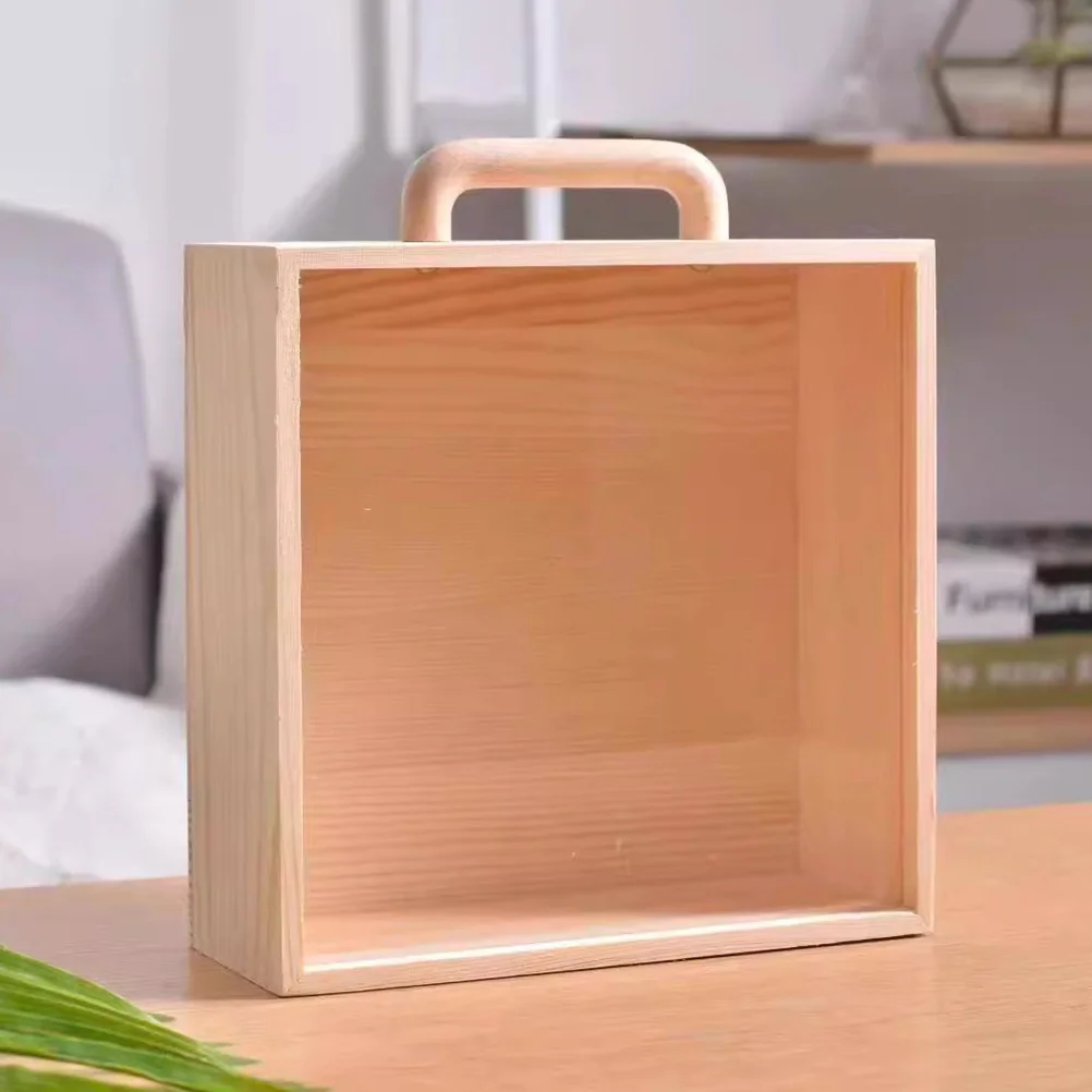 Wooden Gift Box Clear Lid Display Organizer Storage Box for Jewelry Trinkets Keepsake Rustic Storage Case Gift Display Case