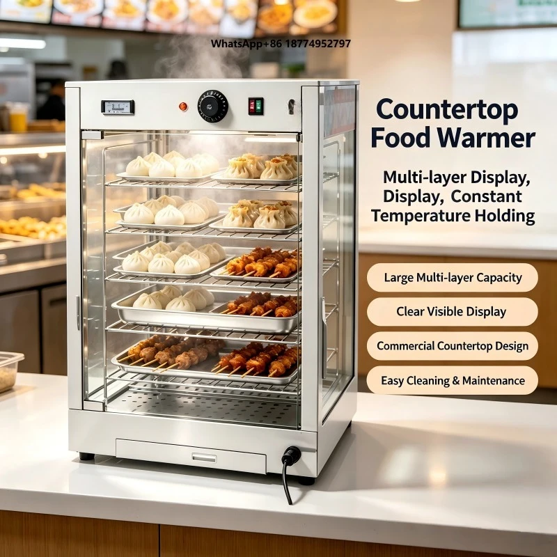 Commercial Glass Front Food Warming Display Cabinet Constant Temperature Holding for Catering Service