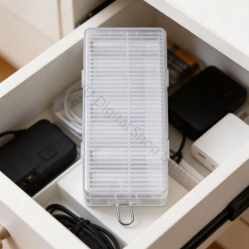96BA Batterie-Organizer-Box für 8 Stück 2A-Zellen, transparenter Aufbewahrungskoffer mit Klappdeckel und separatem Steckplatz – Detail 9