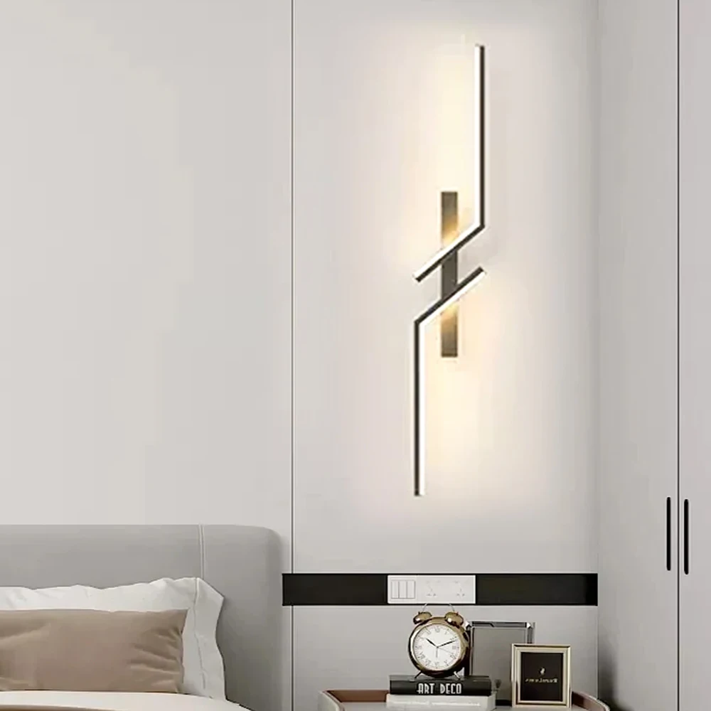 Modern LED Wall Lamp Lighting for Bedroom Bedside Living Room TV Sofa Wall Lights Lobby Background Minimalist Line Decor Sconce