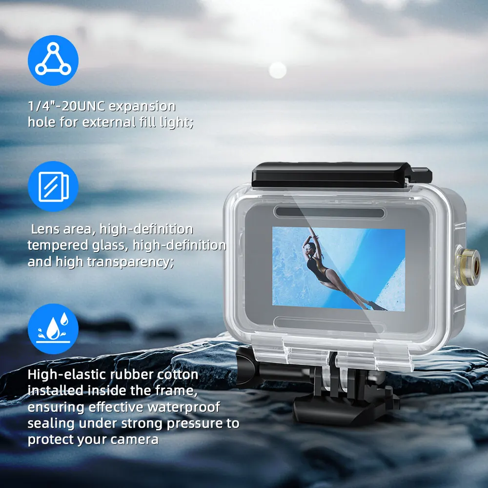 Seafrogs Underwater Camera Housing 40M/131FT Depth for DJI Action 4 / 5/  Models Durable Waterproof Case for Dive Photography