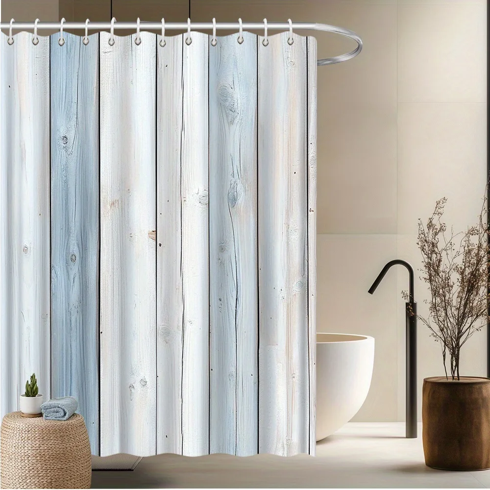 Shower Curtain Rustic Coastal Beach House Wood Plank Tie Dye Pattern Polyester 70.8x70.8 Inch Machine Washable