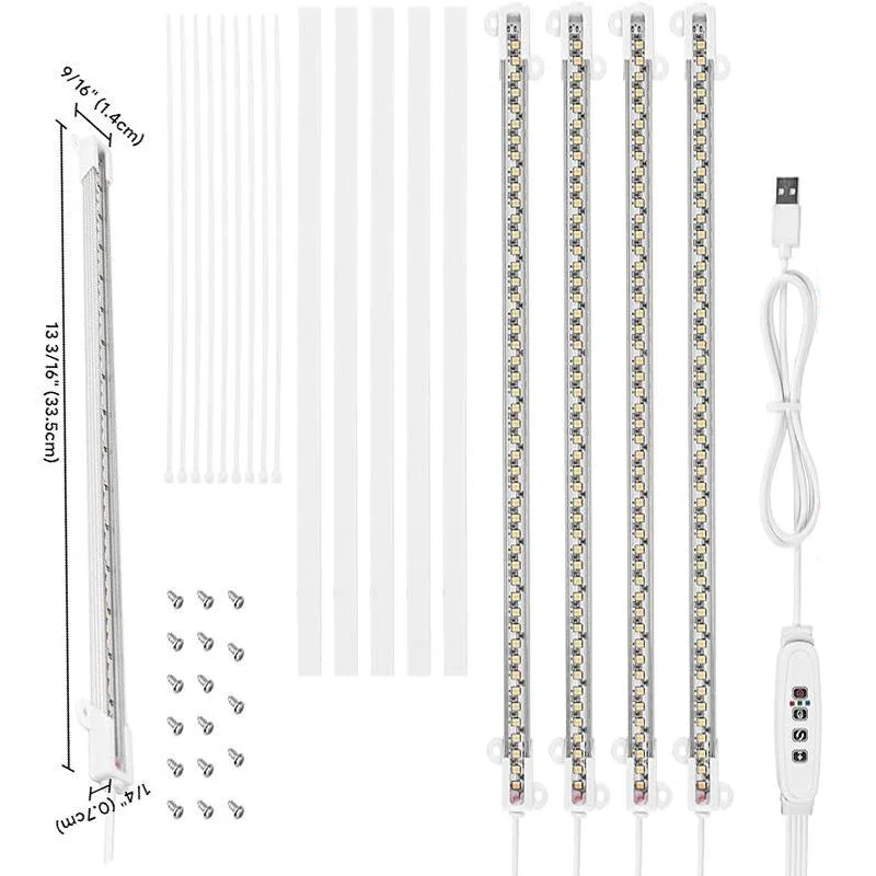 Growing Lamp for Indoor Plants, Full Spectrum LED Grow Light Strips, 3/9/12H Timer,10 Dimmable Levels for Green House Seedlings