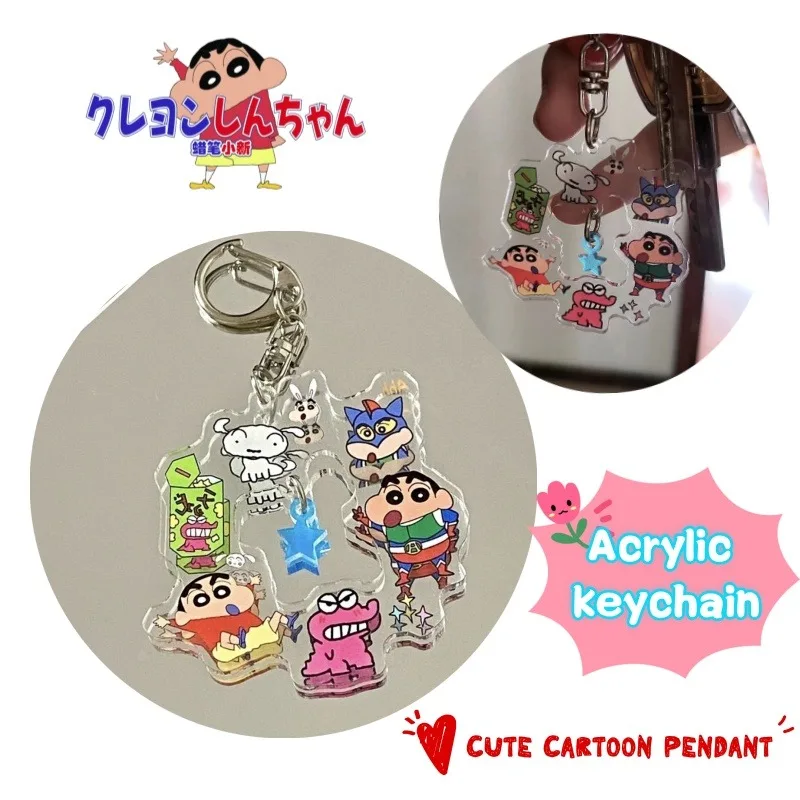 Nuevo Crayon Shin-chan llavero acrílico creativo de alto valor de Color dibujos animados lindo estudiante mochila colgante decoración regalo de cumpleaños