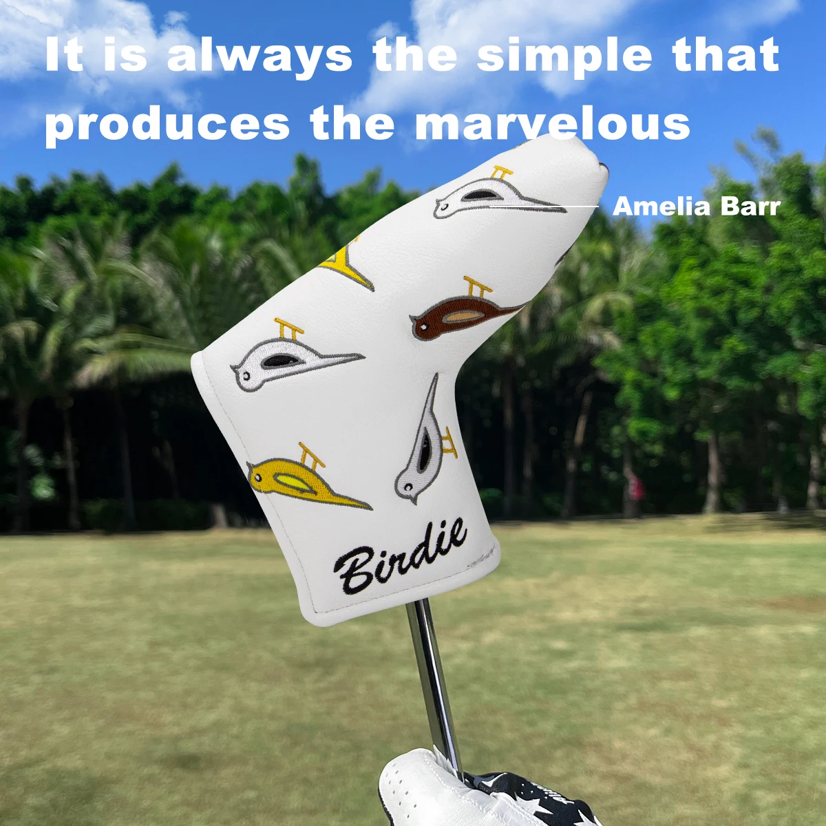 Birdie Funda para putter de golf, Funda para cabeza de putter de hoja, Fundas para cabeza de putter para palos de golf, Bordado elegante, Cuero premium