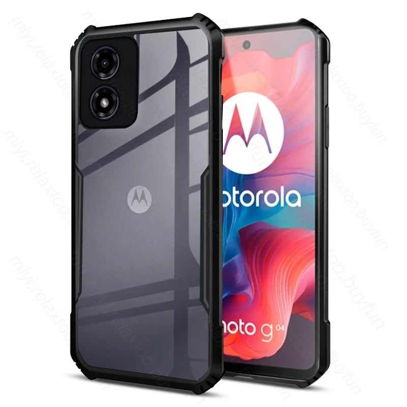 Clear Acrylic Back Cover For Motorola MotoG04 MotoG04s Moto Rola G04 G04s G 04 04s 4G Case TPU Soft Frame Armor Shockproof Coque