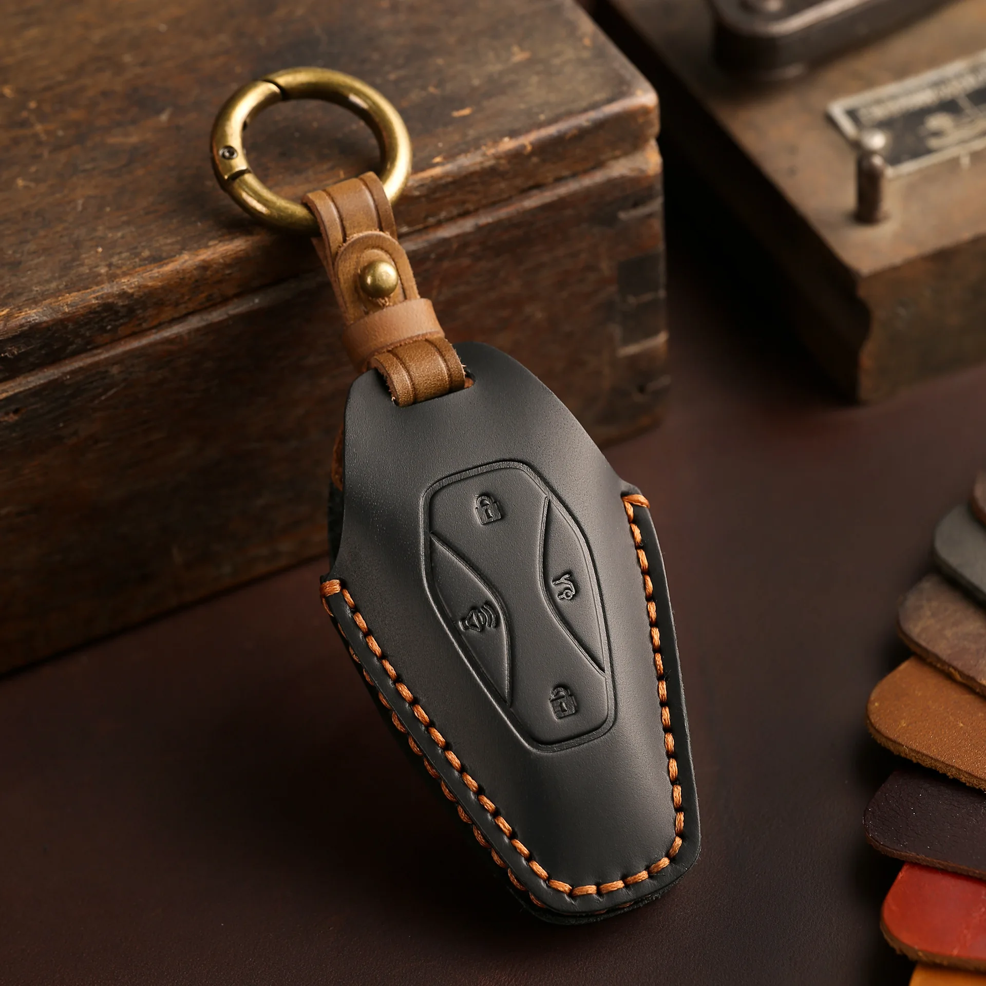 Leather Car Key Cover for Baic Alpha S/T ARCFOX Keyring Case Shell