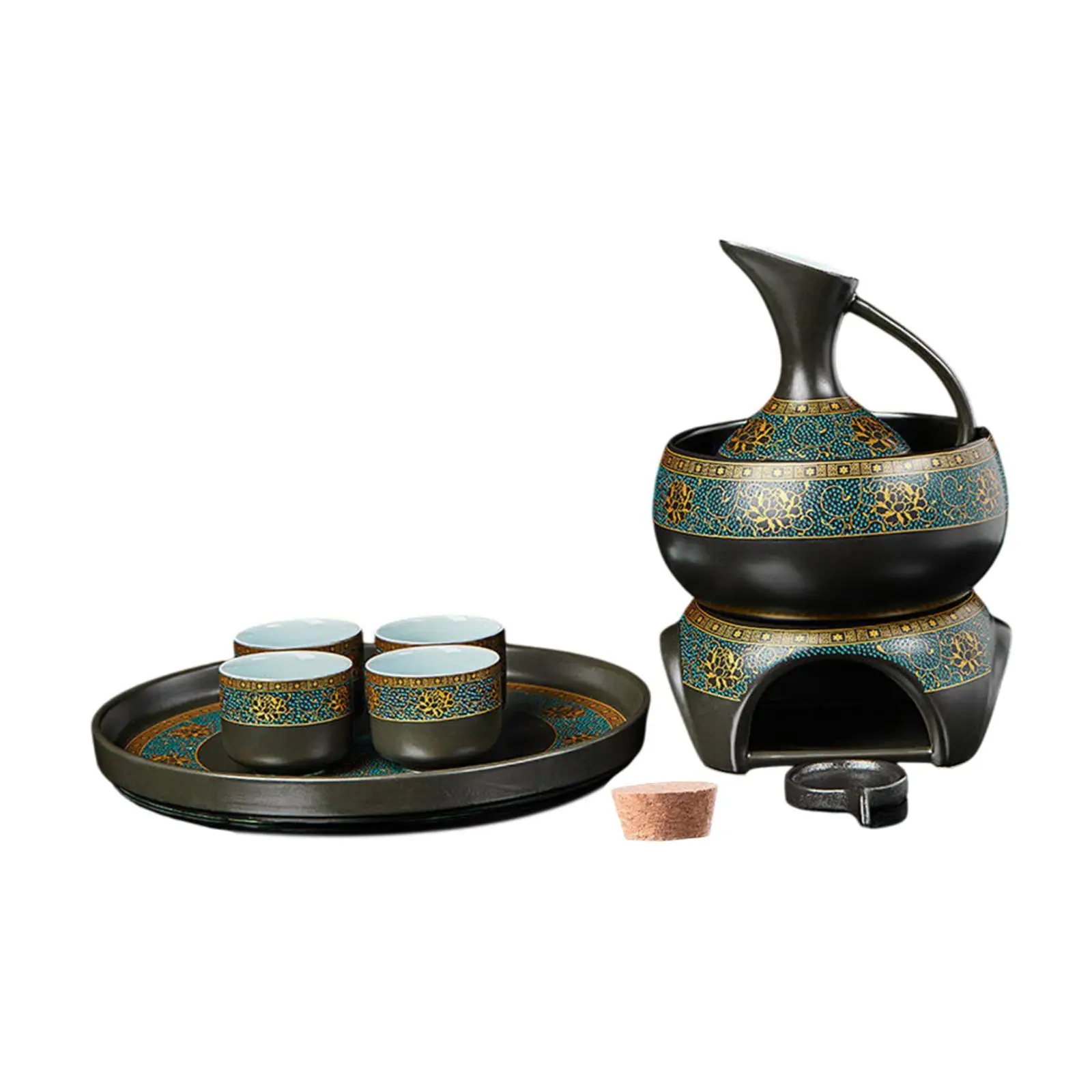 

Ceramic Sake Set Cups with Warmer Ceramic Japanese Sake Set Porcelain Pottery for Gift Home House Warming Tea Party Family