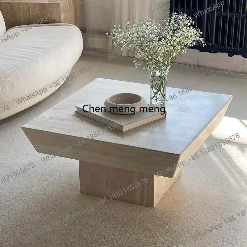 

Журнальный столик из натурального мрамора для дома и гостиной, прямоугольный, в стиле легкой роскоши, премиум-класса