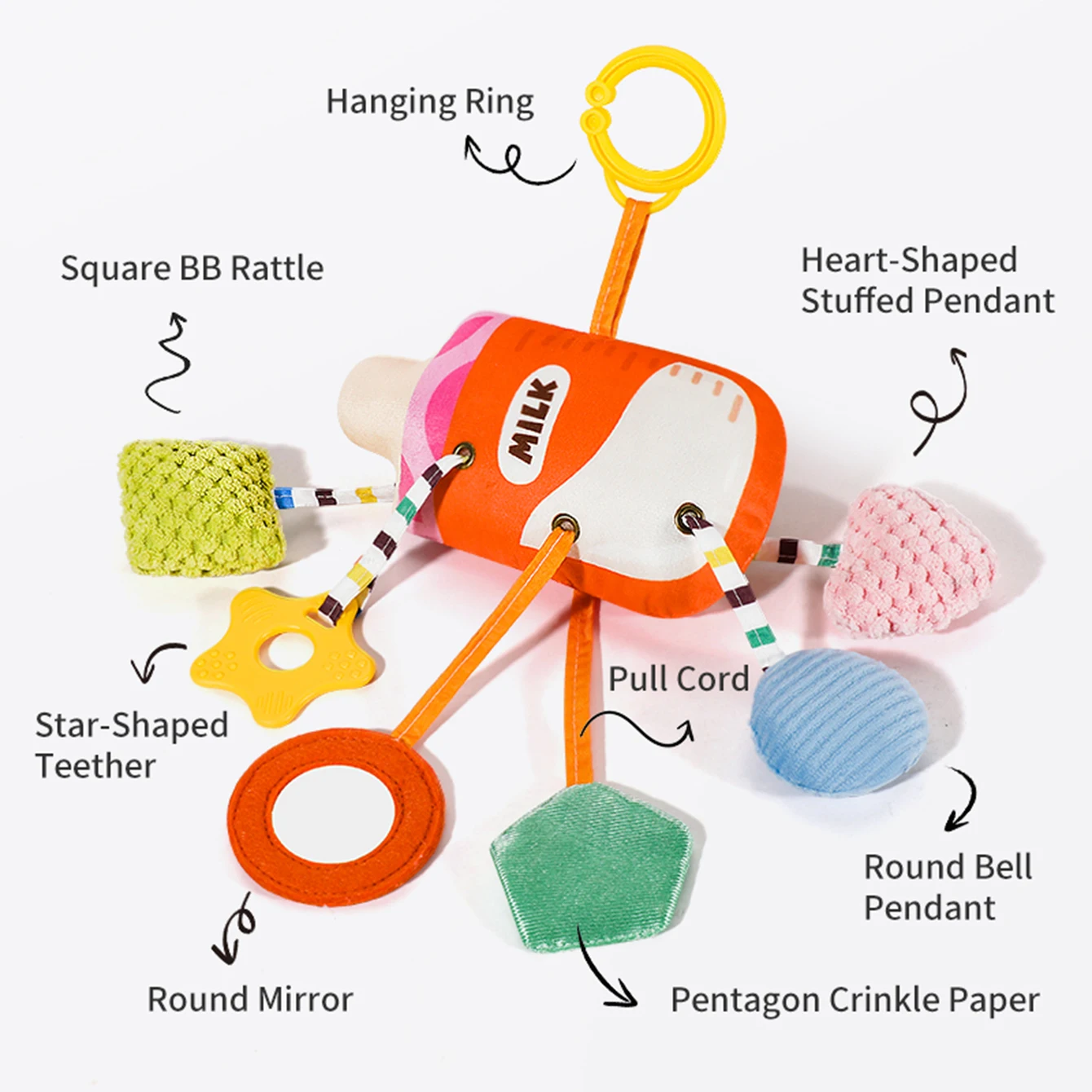 Newborn 0-12 Months Baby Plush Stroller Toys Baby Rattles Mobiles Cartoon Animal Hanging Bell Educational Baby Toys Speelgoed