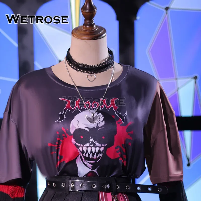 Wetrose】- disfraz de Nanashi Mumei emo owlfit, conjunto de Peluca de estilo punk rock para Halloween, 2024